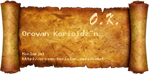 Orovan Koriolán névjegykártya